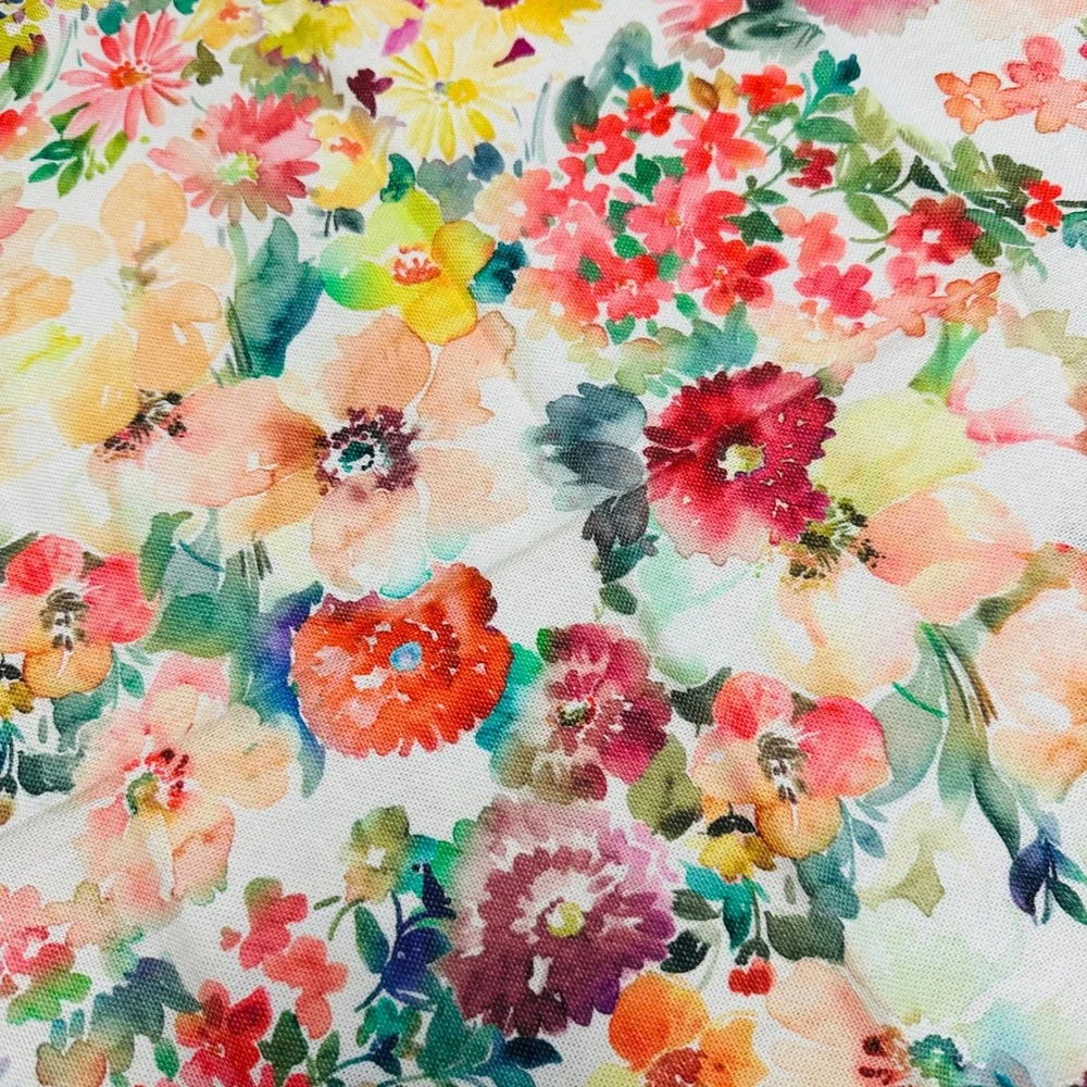 Piu Belle Multicolor Floral Print Napkins 4 Piece Set Cotton Blend